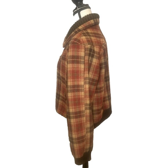 Women’s Relativity BROWN Plaid Lined Full Zip Wool Blend Jacket Pockets Sz Large - Picture 3 of 10
